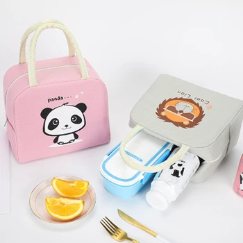 Mielas Animacinių filmų Maisto Bako Krepšys Pietūs Šilumos Aušintuvas Apšiltintas Dėklas Panda Vaikų Bento Box Užkandžiai rankinės Vaikams Mokykla
