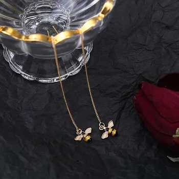 Mielas Bičių Tabaluoti Auskarai Aukso spalvos Rankų darbo Dizaineris bižuterijos Auskarai Moterims Bijoux Suknelė Dekoras