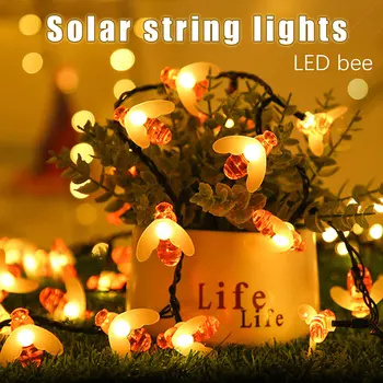 Mielas Mažai Bičių Saulės LED Pasakų Šviesos 20/50 LED Lauko Vandeniui Sodo Tvora/Terasa papuošalai Kalėdų Šviesos Girlianda