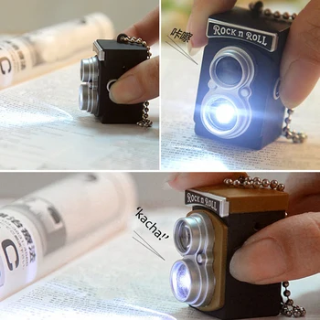 Mielas Mini Dvigubos Objektyvu TLR Kamera Stiliaus LED Blykstė Šviesos Fakelas, Užrakto Garsas Keychain