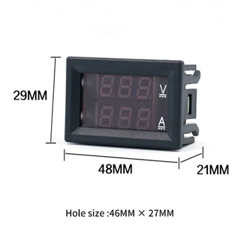 Mini Digital Voltmeter Ammeter Su Dviguba LED DisplayDC 100V 10A Skydelis Amp Voltų Įtampos Auto Automobilis Srovės Matuoklis Testeris