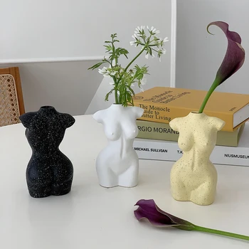 Mini Nuogas Moters Skulptūra Gėlių Vaza Body Art Dizaino Vazos Pav Gėlių Vazonus Kūrybos Moterų Dervos Stalo Apdailos