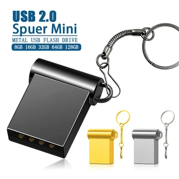 Mini USB 2.0 Flash Drive Pen Diskas 128gb 64GB USB Flash Drive, Memory Stick Didelės Spartos 4 gb 16gb 32gb Pendrive USB Diską su Žiedu