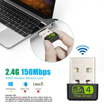 Mini USB WiFi Adapteris 150Mbps Wi-Fi Adapterį, KOMPIUTERIO USB, Ethernet, WiFi Dongle 2.4 G Tinklo plokštė Antena Wi Fi Imtuvas
