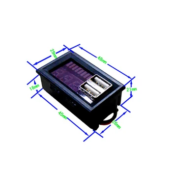 Mini voltmetras Testeris, Skaitmeninis Displėjus, LED Voltmeter Skydelis DC 12V Transporto priemonių, Motociklų Dual USB 5V2A Produkcija
