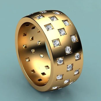 Minimalistinio Aukso Spalvos Piršto Žiedai, Moterų, Vyrų Prabanga Pločio Žiedas Crystal Vestuvių Dalyvavimo Šalies Vyrų Papuošalai Jubiliejų Dovana