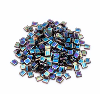 Miyuki Tila Karoliukai 5*5mm, Miyuki Aukso karoliukai, 2 skylė granulių, kvadrato, granulės, TL-296 Metallic Margas Mėlynas Vilkdalgis (RM46-10)