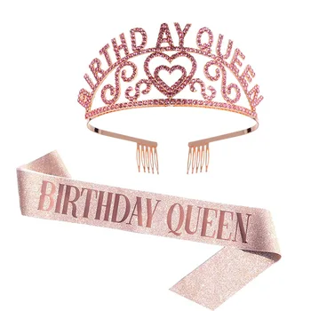 Moterys Sidabro Crystal Crown Rinkinį Mergaitėms Rožinė Aukso Gimtadienį Karalienė Varčios Osioms Šalies Princess Tiara Vaikas Blizgučiai Šalikas Apdaila