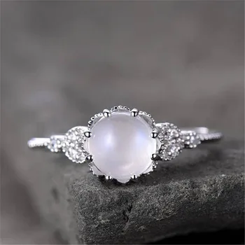 Moterų aukštos kokybės žiedas mėnulio akmuo Anti-kristalų žiedas mados paprasta karšto pardavimo vestuvinis žiedas dovana кольцо кольца женские 50*