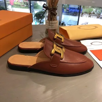 Moterų batai pusė šlepetės moterų vasarą nešioti odiniai Baotou 2021 naujos basutės tingus Mulų madingų moterų batai