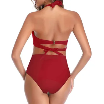 Moterų Bikinis Nustatyti Derliaus Maudymosi Kostiumėlį Dviejų Dalių Retro Apynasrio Ruched Aukšto Juosmens Kietas Bikini Nustatyti Moterų Brazilijos Maudymosi Kostiumėliai, 2021 R5