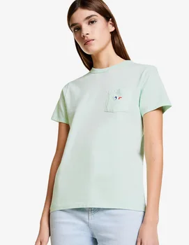 Moterų marškinėliai 2021 m. Vasaros Moterų Klasikinis Trijų spalvų Fox Kišenėje Siuvinėjimas trumparankoviai Medvilnės Apvalios Kaklo marškinėliai Moterims