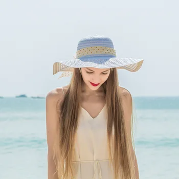 Moterų Skrybėlę Vasarą Platus Kraštų šiaudines Skrybėles Didelis Saulės Skrybėlės UV Apsauga Panama diskelių Paplūdimys Rafija Skrybėlės Ponios lankas skrybėlę chapeau femmel