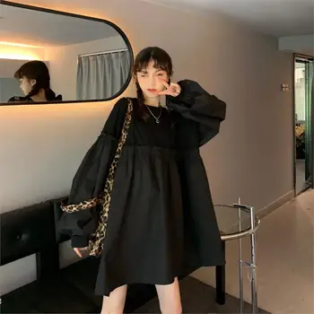 Moterų Suknelės Naujas Japonų Harajuku Ins Kawaii Lėlės Prarasti vientisos Spalvos Moteriška korėjos Mielas Negabaritinių Vogue Drabužiai Moterims