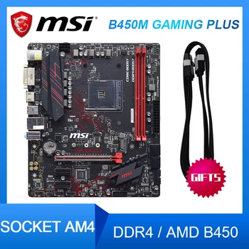 MSI B450M ŽAIDIMŲ PLIUS Darbastalio Plokštė Lizdas AM4 DDR4 AMD B450 M. 2 PCI-E 3.0 450M Micro ATX Naudotas Originalus Mainboard