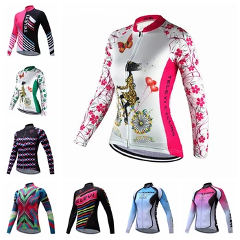 MTB Dviratis Jersey ilgomis Rankovėmis Moterų Dviračių Drabužiai Mergaitėms Ropa Ciclismo dviračių Lenktynių Viršuje Maillot Marškinėliai Sporto rožinė palaidinė