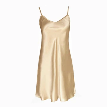 Mulberry Šilkas Nightgowns Moterų Šilko Trumpas Sexy V Kaklo Ponios Sleepwear naktiniai drabužiai Suknelė Mergaitėms