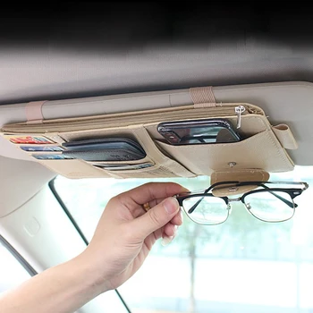 Multifunction Car Sun Visor Organizer Pen Card Glasses Holder Auto Sunshade
