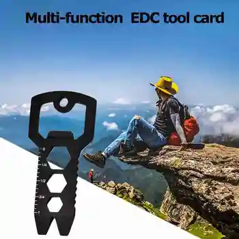 Multitools EDC Plieno Keychain Lauko Išgyvenimo Pavaros Įtaisą Butelio Atidarytuvas Multi Pocket Įrankis EDC Įrankis Kortelės