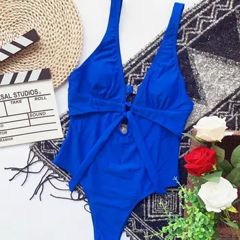 Mėlyna vientisi maudymosi kostiumėlį Neon Monokini 2021 Seksualus Bowknot maudymosi Kostiumėliai Moterims Tvarstį, Maudymosi Kostiumą, Strappy maudymosi Kostiumėliai, Multi-way maudymosi kostiumėlį