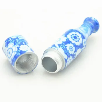Mėlynos ir Baltos spalvos Porceliano Stiliaus Uosti Butelis Nešiojamų Ir Nuimamu Mini Aliuminio Vamzdžio Metalo Uosti Butelis