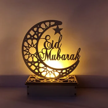 Mėnulis LED Žvakės Šviesos Ramadanas Eid Mubarakas Papuošalai Namo Medinė Lenta Kabo Pakabukas Islamo Musulmonų Įvykis Šalies Prekių