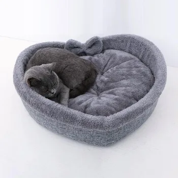 Naminių Kačių Lova Veislynas Širdies formos Šuo Žiemą Šiltas miegmaišis Super Minkštas Šuniukas Pagalvėlės, Kilimėlis Nešiojamų Augintinio Guolį Kačių, Šunų Reikmenys