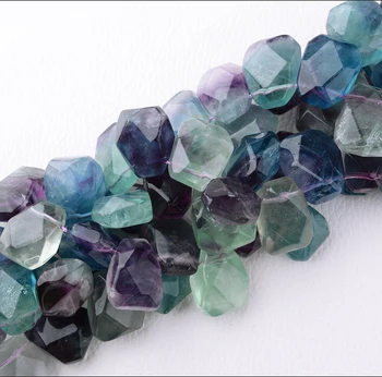 Natūralaus akmens Briaunotas kubas formos prarasti karoliukai Fluorito Kristalas string granulių 15.5