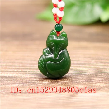 Natūrali Žalioji Kinijos Jade Fox Pakabukas Karoliai Žavesio Žadeito Papuošalų, Išraižytas Amuletas, Mada Aksesuarai Dovanos Moterims