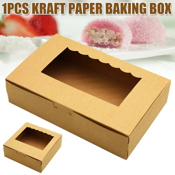 Natūraliai Kraft Duonos Pyragas Dėžutė Su PVC Langą Didelis Slapukas Langelį Tortas, Pyragaičiai MDJ998
