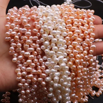 Natūralių Gėlavandenių Perlų Karoliukus, 5-6mm Ryžių Formos Perlų Karoliukus, 