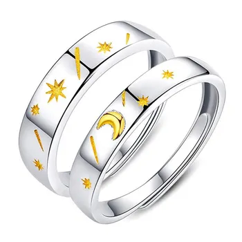 Nauja Asmenybė, Kūrybos tolimojo Love Moon Star Pora Žiedas Romantiška Žiedas Valentino Dienos Dovana Atidarymo Kolonėlė