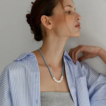 Nauja madinga vasaros susiuvimo karoliai gėlavandenių perlų turkio spalvos siūlėmis apyrankės moterims, apyrankė priedai 2021
