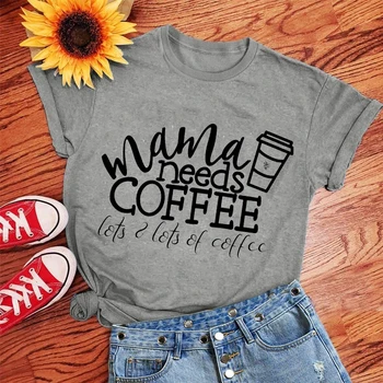 Nauja Mama Poreikius Kavos Moterų Raides, Print T-shirt Femme Vasaros Trumpas Rankovės O Kaklo Moterų Tees Atsitiktinis Marškinėlius Moterų Drabužiai