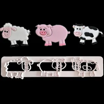 Nauja Mielas Animacinių filmų Kiaulių, Avių, Karvių Pjovimo Minkštas Pyragas Dekoratyviniai Plastiko Pelėsiai 