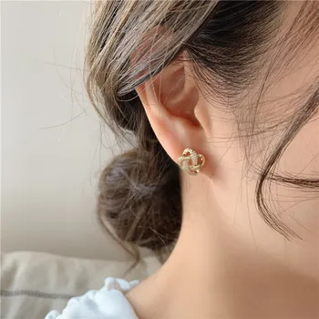 Nauja stiliaus auskarai korėjos mados tendencija susukti metalo auskarai temperamentas Mados Paprastų Moterų Auskarai Moterims, papuošalai