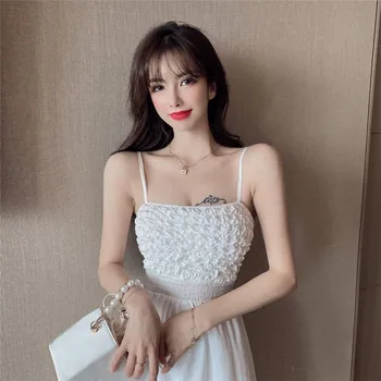 Nauja Vasaros korėjos Plonas Juosmens Suknelė Moterims 2021 Mados Rankovių Balta Vakare Šalies Šifono A-line Dresses
