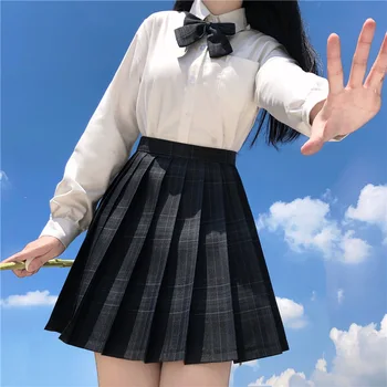 Nauja Vasaros Moterų Sijonai 2021 Aukšto Juosmens Mergina Klostuotas Sijonas Japonų Stiliaus Ponios Saldus Pledas Mini Sijonai Moterims