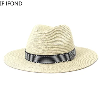Nauja Vasaros Paprasta Vientisa Spalva Džiazo Fedoras Skrybėlę, Rankų Darbo Pynimas Saulės Šiaudų Skrybėlės Moterims Lauko Jūros Paplūdimio Saulės Kepurės