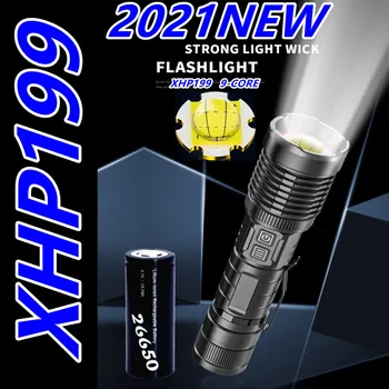 Naujas 100000LM XHP199 9Core LED Žibintuvėlis Usb Įkrovimo Taktinis Žibintuvėlis Zoom Fakelas XHP50 Žibintuvėlis Žibintų pagal 26650/18650