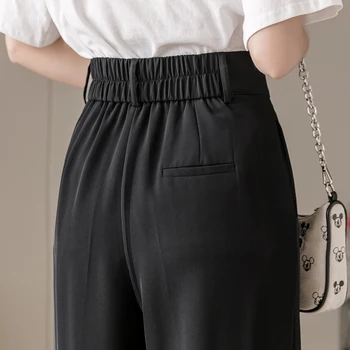 Naujas 2020 korėjos OLIS Stiliaus Kietas Moterų Oficialų Haremo Kelnės Aukštu Juosmeniu Elegantiškas Office Lady Mygtuką Kulkšnies Ilgio Kelnės Kišenės