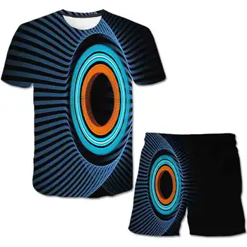 Naujas 2021 m. Vasaros Mados Abstraktaus meno Verpetą Dizaino Marškinėliai Berniukams, Mergaitėms Aukštos Kokybės 3D Atspausdintas T-shirt Vaikų Kietas Tees Rinkiniai