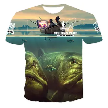 Naujas 2021 m. Vasarą 3D Spausdinimo Big Fish Vyrų Įdomus Viršaus Atsitiktinis trumpomis Rankovėmis Spalva Neutrali Apvalios Kaklo Hip-Hop T-Shirt 130-6XL