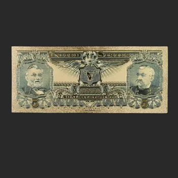 NAUJAS 24K 1896 m. Amerikoje Spalvinga Aukso Banknotų 5 Dolerių Auksu Banknotų, Suvenyrai Padirbtų Banko Sąskaitas Pastaba