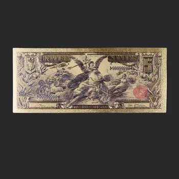 NAUJAS 24K 1896 m. Amerikoje Spalvinga Aukso Banknotų 5 Dolerių Auksu Banknotų, Suvenyrai Padirbtų Banko Sąskaitas Pastaba