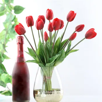 Naujas 5vnt Silikono Nekilnojamojo Touch Tulpių Puokštė Dirbtinės Gėlės Namuose Vestuvių Dekoravimas Flores Tulpių Kambarį Apdaila