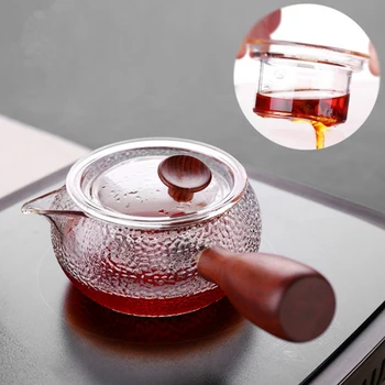 Naujas 600Ml Japonų Stiliaus Arbatinukas, skaidraus Stiklo Medienos Rankena Puodą Arbatos gamintojas Kavos, Vandens Virdulys Teaware Dekoro Priemonė