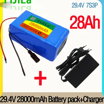 Naujas 7s3p 24V 28Ah 18650 Baterija li-ion baterija 29.4 v 28000mah Elektrinis dviratis mopedas /Li-ion baterija su BMS+ kroviklis