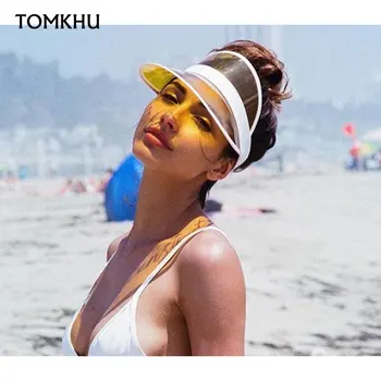Naujas Anti-UV Vasaros Moterims Saulės Skrybėlę Spalva Skaidri Tuščias Viršuje Plastiko PVC apsaugos nuo Saulės, Skrybėlę, Kepurės Snapeliu Dviračių skėtį nuo saulės Skrybėlę Sportas
