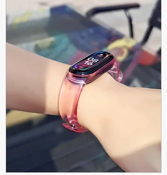 Naujas Fashional Skaidrus Watchband Už Xiaomi Mi Band4 3 5 6 Dirželis su silikono Pakeisti Xiaomi Mi Band5 4 3 6 Gradientas